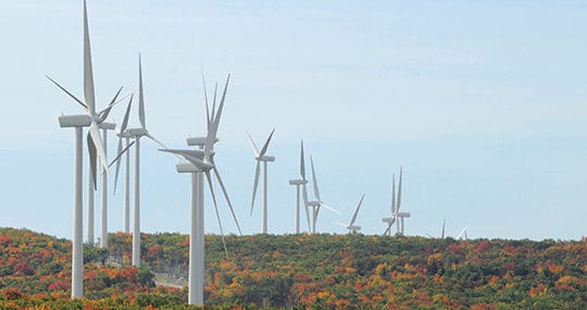 A wind farm in rural West Virginia