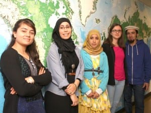 From left are: Nadia Ali, Pakistan; Asma Khadraoui, Tunisia; Kafa  Al-Omaisi, Yemen; Antigona Uka, Kosovo and Abdul Muneem, Pakistan.