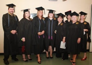 Master of Education degree recipients just before the ceremony.
