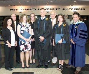 Front row from left, faculty member Jennifer Childers, WLU PA alumna Sarah Brammer, second year PA students Clint Shepard and Enza Tsouris and Director Dr. William Childers, back row, faculty David Blowers, Brittney Sobota and Dr. Derrick Latos.