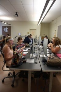 Students work in a digital design class in the Media Arts Center.