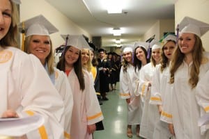 Graduates from the Sarah Whitaker Glass School of Dental Hygiene await the big moment. 