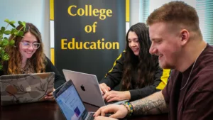 West Liberty University College of Education and Human Performance students working on computers