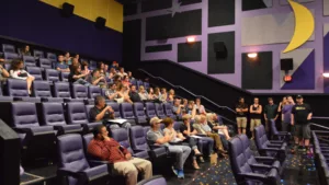 Students at a film screening